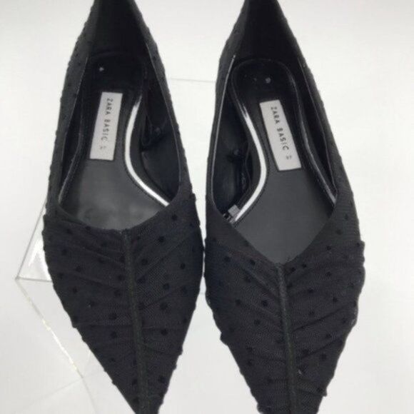 Zara Pointed Flats w/ Polka Dots Rhinestone sz 6.5 - Picture 3 of 8